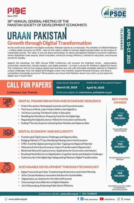 22/25 38TH ANNUAL GENERAL MEETING OF THE PAKISTAN SOCIETY OF DEVELOPMENT ECONOMISTS - URAAN PAKISTAN