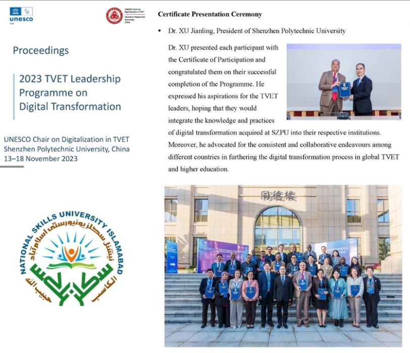 UNESCO Chair on Digitalization in TVET at Shenzhen Polytechnic University Spotlights Contributions of Prof. Dr. Muhammad Mukhtar